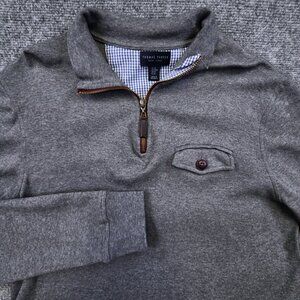 Thomas Parker New York Men's Medium 1/4 Zip Gray Long Sleeve Sweater 100% Cotton